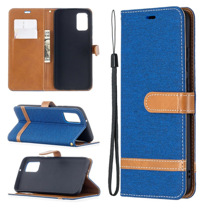 For Samsung Galaxy A02s (EU Version) Color Matching Denim Texture Horizontal Flip Leather Case with Holder & Card Slots & Wallet & Lanyard(Royal Blue) by buy2fix