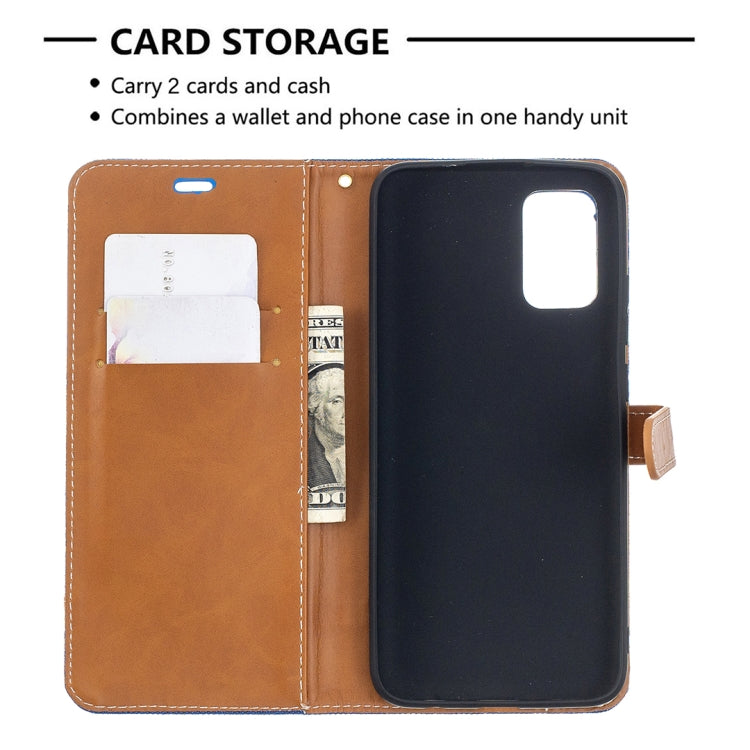 For Samsung Galaxy A02s (EU Version) Color Matching Denim Texture Horizontal Flip Leather Case with Holder & Card Slots & Wallet & Lanyard(Royal Blue) by buy2fix