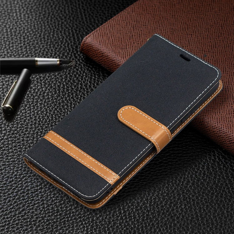 For Samsung Galaxy A02s (EU Version) Color Matching Denim Texture Horizontal Flip Leather Case with Holder & Card Slots & Wallet & Lanyard(Black) by buy2fix