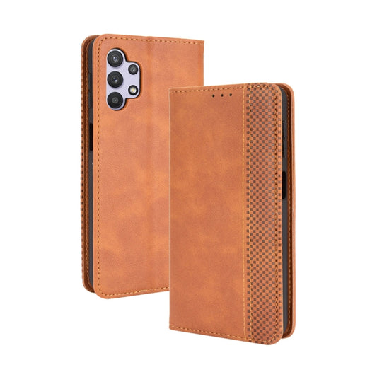 For Samsung Galaxy A32 5G Magnetic Buckle Retro Crazy Horse Texture Horizontal Flip Leather Case with Holder & Card Slots & Photo Frame(Brown) by buy2fix