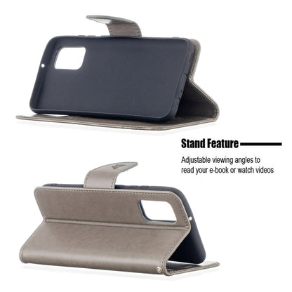 For Samsung Galaxy A02s (EU Version) Embossing Two Butterflies Pattern Horizontal Flip PU Leather Case with Holder & Card Slot & Wallet & Lanyard(Grey) by buy2fix