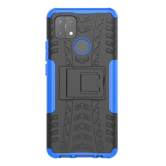 For OPPO A15 Tire Texture Shockproof TPU+PC Protective Case with Holder(Blue) by buy2fix