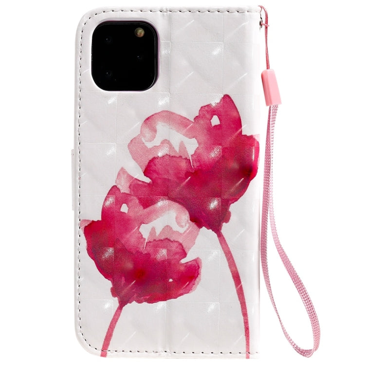 For iPhone 11 Pro 3D Painted Pattern Horizontal Flip Leather Case, with Wallet & Holder & Card Slots & Lanyard(Red Rose) by buy2fix