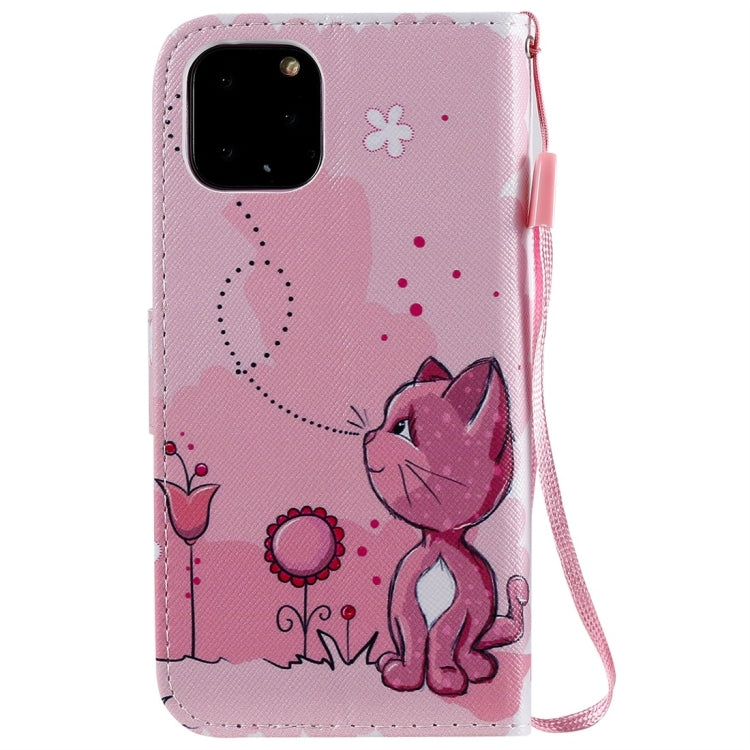 For iPhone 11 Pro Painted Pattern Horizontal Flip Leather Case, with Wallet & Holder & Card Slots & Lanyard(Cat and Bee) by buy2fix
