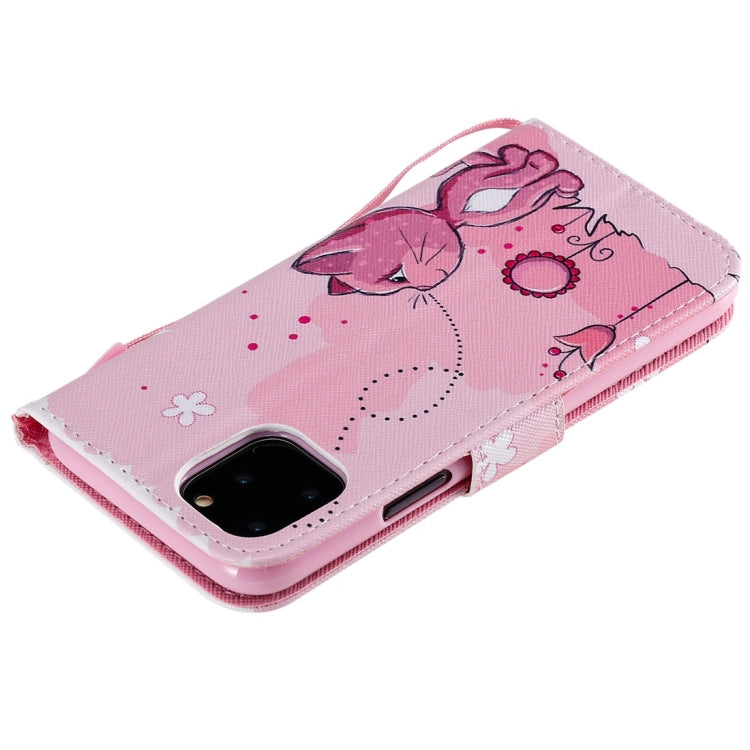 For iPhone 11 Pro Painted Pattern Horizontal Flip Leather Case, with Wallet & Holder & Card Slots & Lanyard(Cat and Bee) by buy2fix