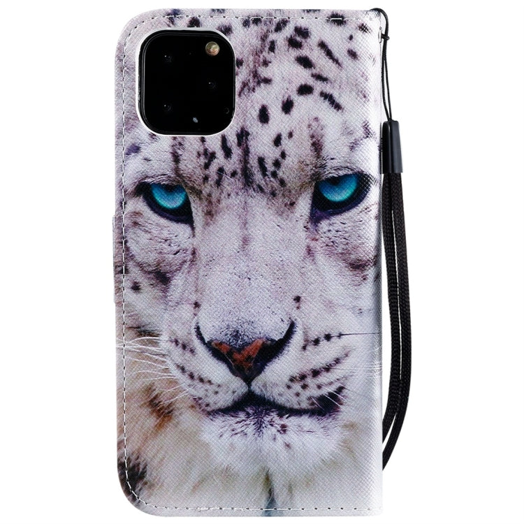 For iPhone 11 Pro Painted Pattern Horizontal Flip Leather Case, with Wallet & Holder & Card Slots & Lanyard(White Leopard) by buy2fix