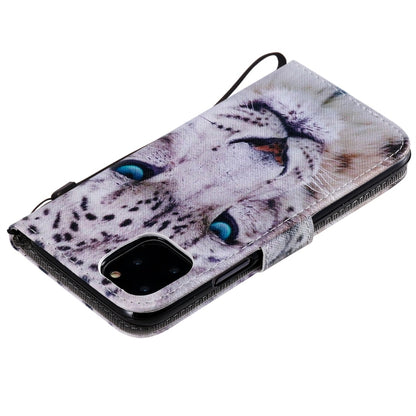 For iPhone 11 Pro Painted Pattern Horizontal Flip Leather Case, with Wallet & Holder & Card Slots & Lanyard(White Leopard) by buy2fix