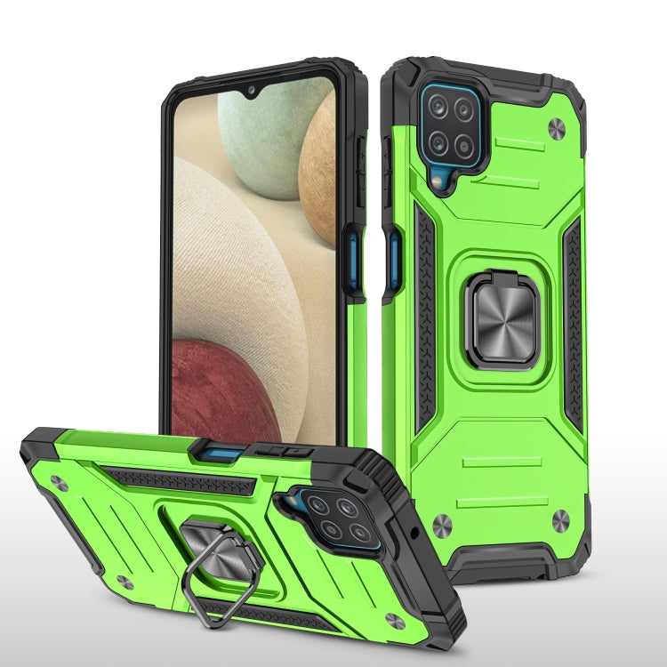 For Samsung Galaxy A12 Magnetic Armor Shockproof TPU + PC Case with Metal Ring Holder(Green) by buy2fix