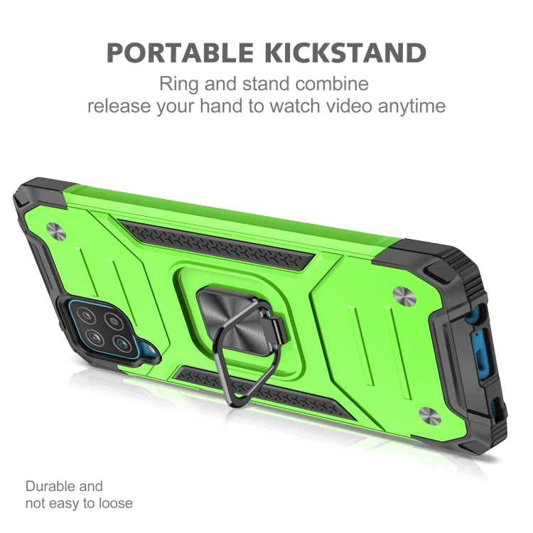 For Samsung Galaxy A12 Magnetic Armor Shockproof TPU + PC Case with Metal Ring Holder(Green) by buy2fix