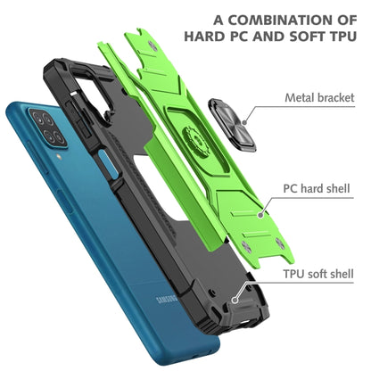 For Samsung Galaxy A12 Magnetic Armor Shockproof TPU + PC Case with Metal Ring Holder(Green) by buy2fix