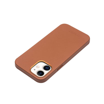 For iPhone 12 mini QIALINO Nappa Leather Shockproof Magsafe Case (Brown) - iPhone 12 mini Cases by QIALINO | Online Shopping UK | buy2fix