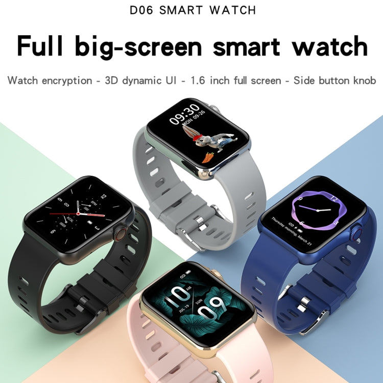 D06 1.6 inch IPS Color Screen IP67 Waterproof Smart Watch, Support Sport Monitoring / Sleep Monitoring / Heart Rate Monitoring(Gold) - Smart Wear by buy2fix | Online Shopping UK | buy2fix