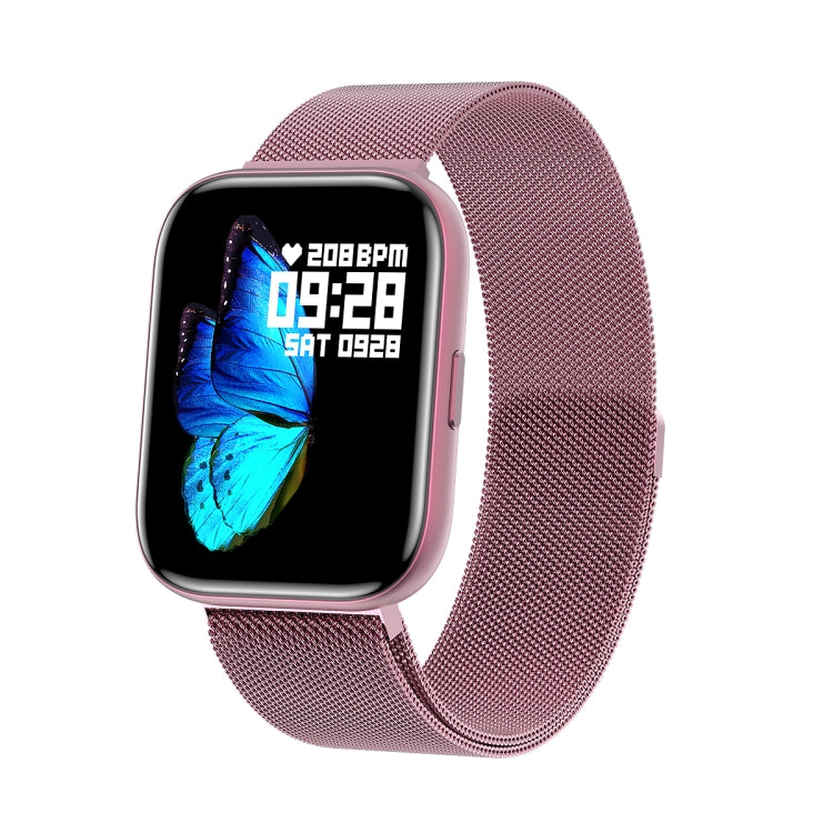 G69 1.69 inch Square Color Screen IP68 Waterproof Smart Watch, Support Blood Pressure Monitoring / Sleep Monitoring / Heart Rate Monitoring, Style: Steel Strap(Pink) - Smart Wear by buy2fix | Online Shopping UK | buy2fix