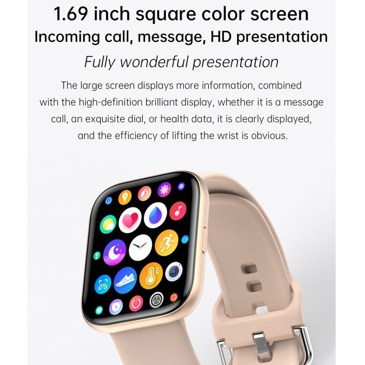 G69 1.69 inch Square Color Screen IP68 Waterproof Smart Watch, Support Blood Pressure Monitoring / Sleep Monitoring / Heart Rate Monitoring, Style: Steel Strap(Pink) - Smart Wear by buy2fix | Online Shopping UK | buy2fix