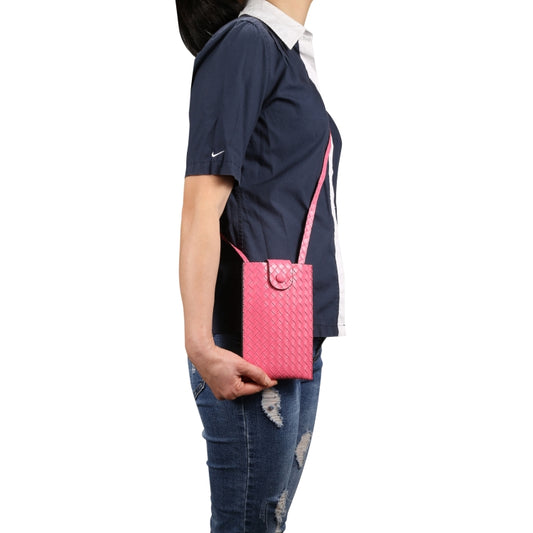 Braided Packing Simple High-end Mobile Phone Bag with Lanyard, Suitable for 6.7 inch Smartphones(Rose Red) by buy2fix