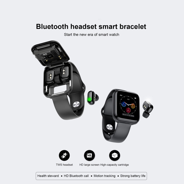 X8 1.69 inch HD Color Screen Bluetooth Earphone Smart Bracelet, Support Sleep Monitoring / Blood Pressure Monitoring / Heart Rate Monitoring(Black) - Smart Wear by buy2fix | Online Shopping UK | buy2fix