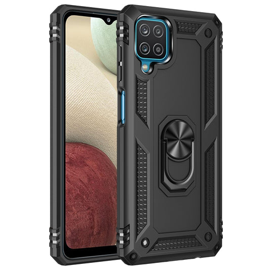 For Samsung Galaxy A12 5G Shockproof TPU + PC Protective Case with 360 Degree Rotating Holder(Black) by buy2fix
