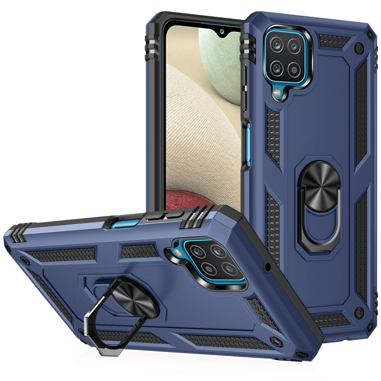 For Samsung Galaxy A12 5G Shockproof TPU + PC Protective Case with 360 Degree Rotating Holder(Blue) by buy2fix