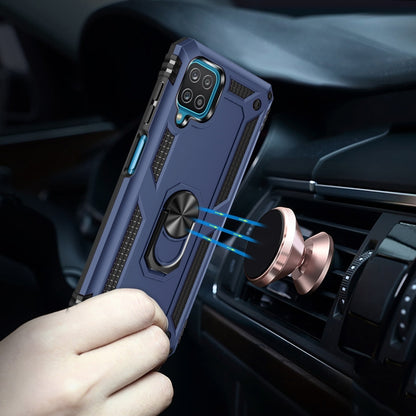 For Samsung Galaxy A12 5G Shockproof TPU + PC Protective Case with 360 Degree Rotating Holder(Blue) by buy2fix