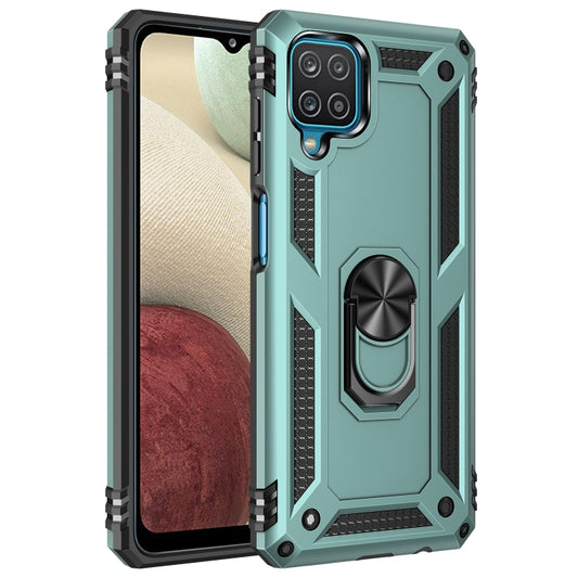 For Samsung Galaxy A12 5G Shockproof TPU + PC Protective Case with 360 Degree Rotating Holder(Green) by buy2fix