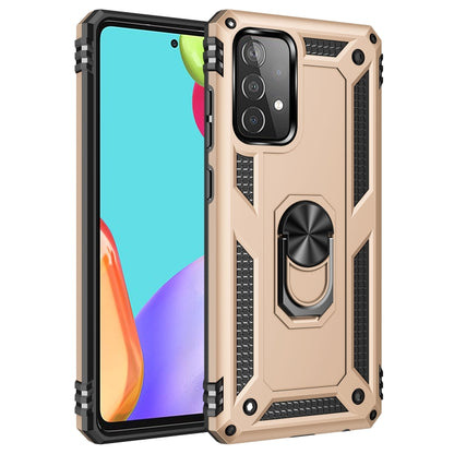 For Samsung Galaxy A52 5G / 4G Shockproof TPU + PC Protective Case with 360 Degree Rotating Holder(Gold) by buy2fix