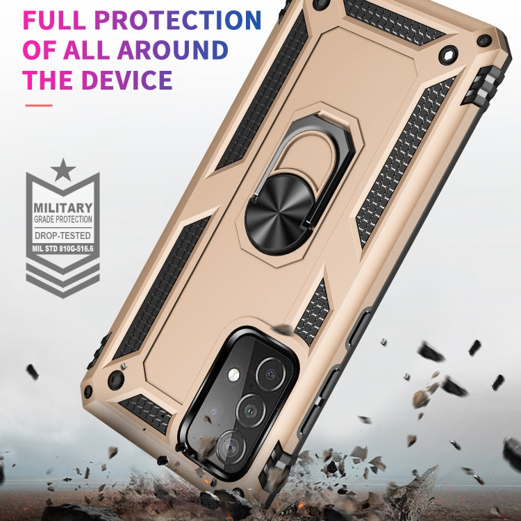 For Samsung Galaxy A52 5G / 4G Shockproof TPU + PC Protective Case with 360 Degree Rotating Holder(Gold) by buy2fix