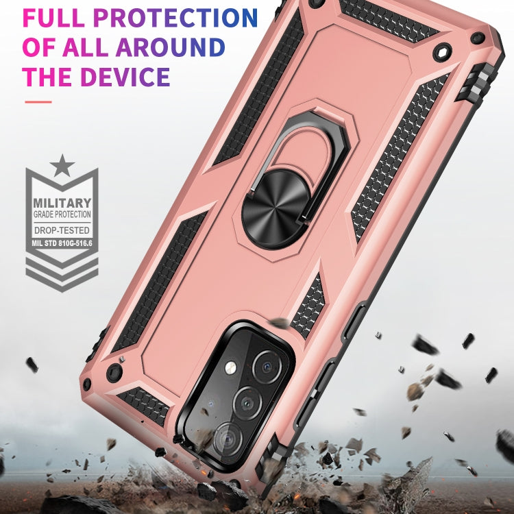 For Samsung Galaxy A52 5G / 4G Shockproof TPU + PC Protective Case with 360 Degree Rotating Holder(Rose Gold) by buy2fix