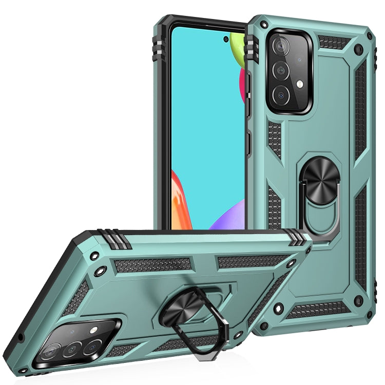For Samsung Galaxy A52 5G / 4G Shockproof TPU + PC Protective Case with 360 Degree Rotating Holder(Green) by buy2fix