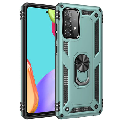 For Samsung Galaxy A52 5G / 4G Shockproof TPU + PC Protective Case with 360 Degree Rotating Holder(Green) by buy2fix