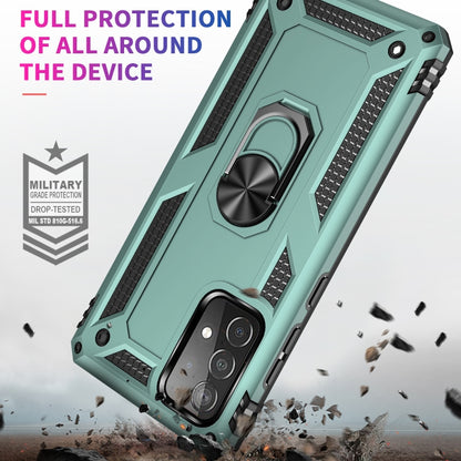 For Samsung Galaxy A52 5G / 4G Shockproof TPU + PC Protective Case with 360 Degree Rotating Holder(Green) by buy2fix