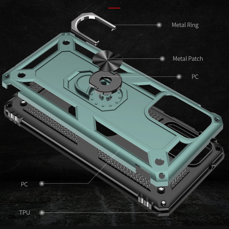 For Samsung Galaxy A52 5G / 4G Shockproof TPU + PC Protective Case with 360 Degree Rotating Holder(Green) by buy2fix