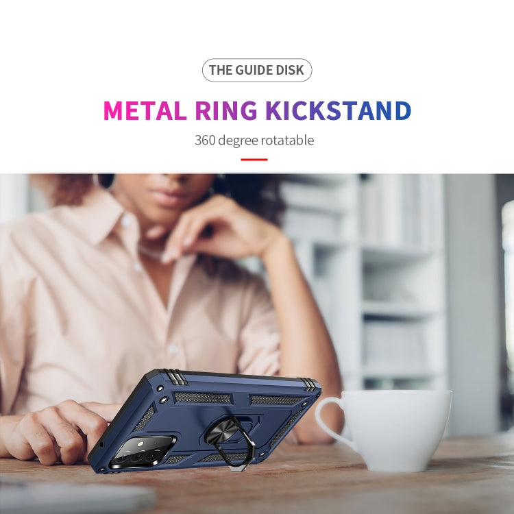 For Samsung Galaxy A72 5G / 4G Shockproof TPU + PC Protective Case with 360 Degree Rotating Holder(Blue) by buy2fix