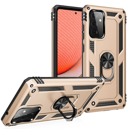 For Samsung Galaxy A72 5G / 4G Shockproof TPU + PC Protective Case with 360 Degree Rotating Holder(Gold) by buy2fix