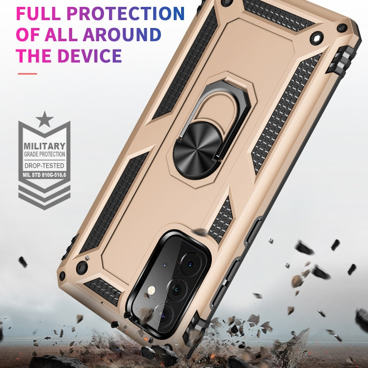 For Samsung Galaxy A72 5G / 4G Shockproof TPU + PC Protective Case with 360 Degree Rotating Holder(Gold) by buy2fix