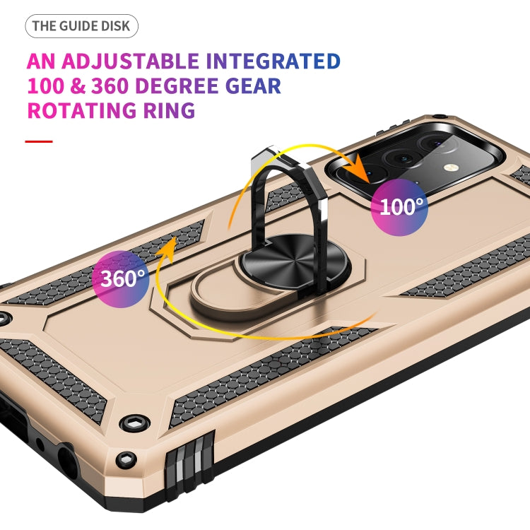 For Samsung Galaxy A72 5G / 4G Shockproof TPU + PC Protective Case with 360 Degree Rotating Holder(Gold) by buy2fix