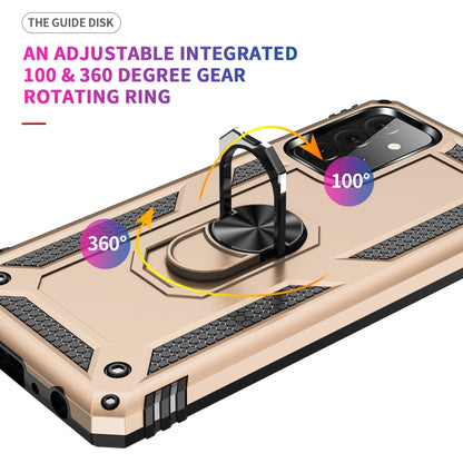 For Samsung Galaxy A72 5G / 4G Shockproof TPU + PC Protective Case with 360 Degree Rotating Holder(Gold) by buy2fix