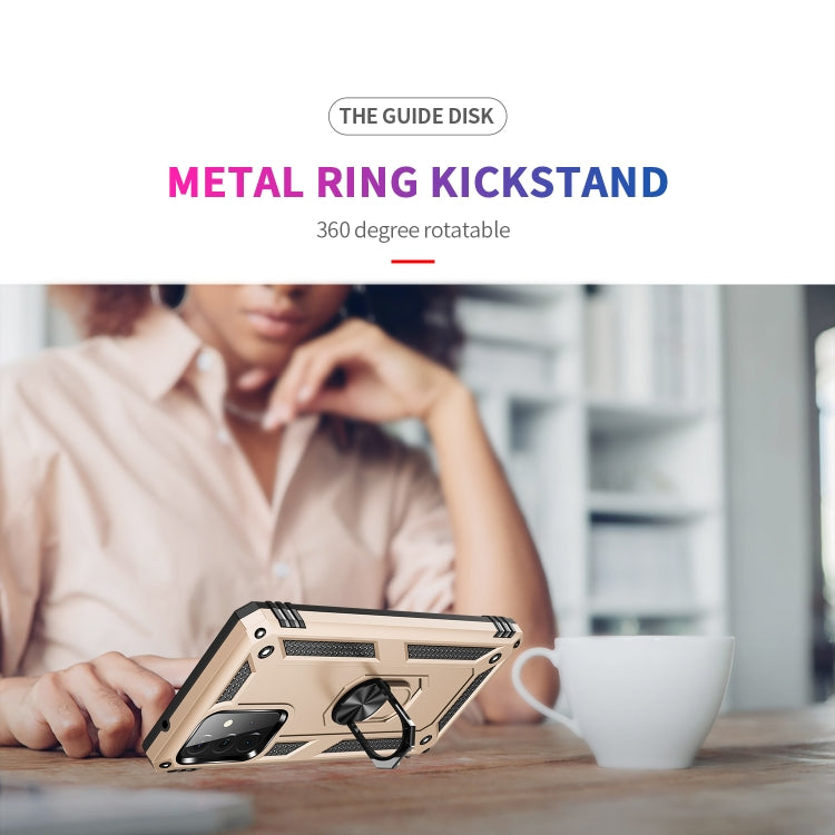 For Samsung Galaxy A72 5G / 4G Shockproof TPU + PC Protective Case with 360 Degree Rotating Holder(Gold) by buy2fix