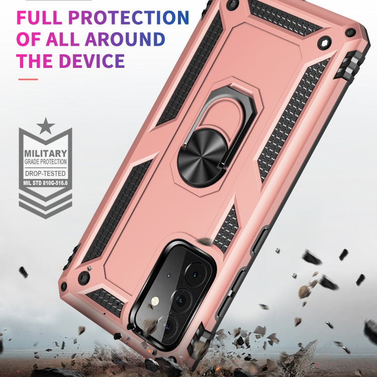 For Samsung Galaxy A72 5G / 4G Shockproof TPU + PC Protective Case with 360 Degree Rotating Holder(Rose Gold) by buy2fix