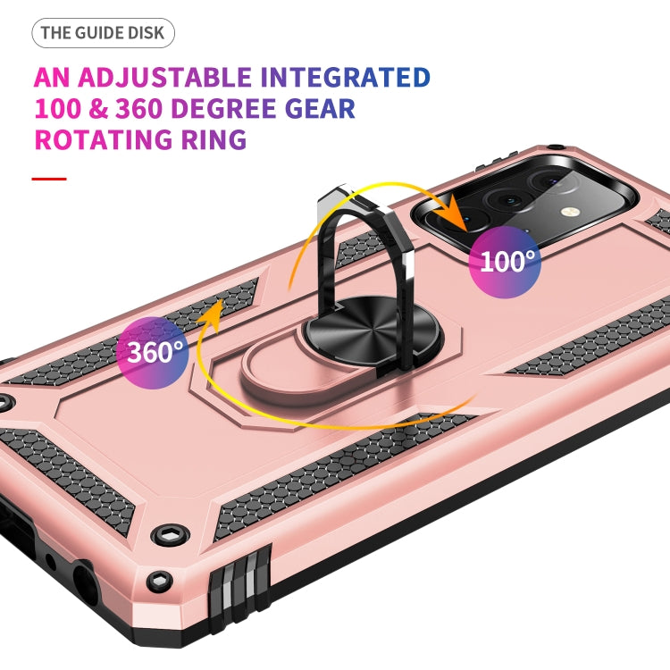 For Samsung Galaxy A72 5G / 4G Shockproof TPU + PC Protective Case with 360 Degree Rotating Holder(Rose Gold) by buy2fix