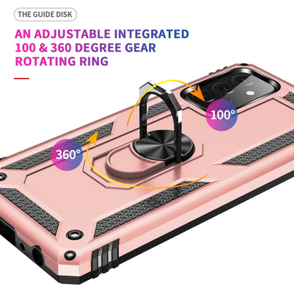 For Samsung Galaxy A72 5G / 4G Shockproof TPU + PC Protective Case with 360 Degree Rotating Holder(Rose Gold) by buy2fix
