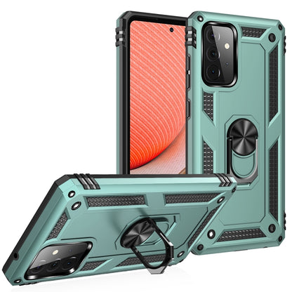 For Samsung Galaxy A72 5G / 4G Shockproof TPU + PC Protective Case with 360 Degree Rotating Holder(Green) by buy2fix