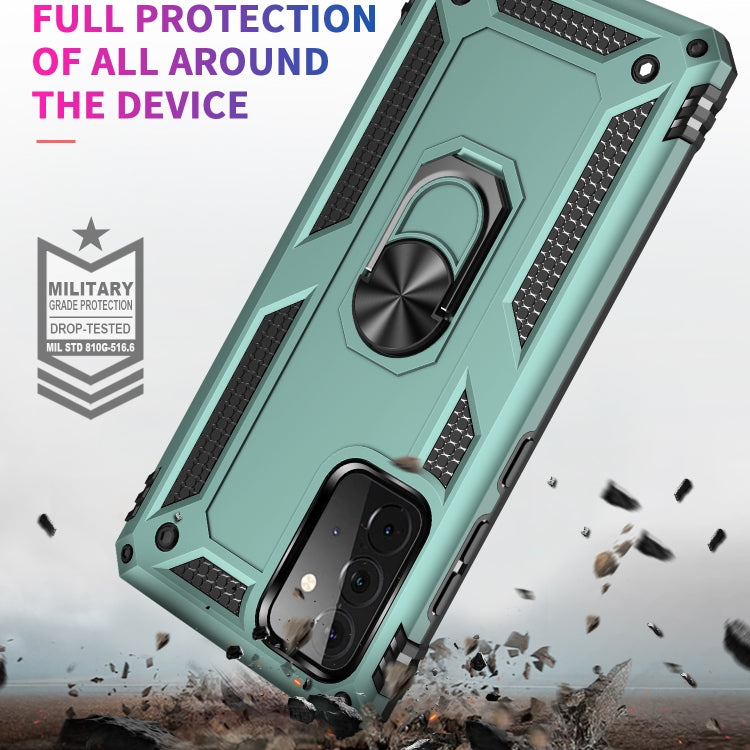 For Samsung Galaxy A72 5G / 4G Shockproof TPU + PC Protective Case with 360 Degree Rotating Holder(Green) by buy2fix