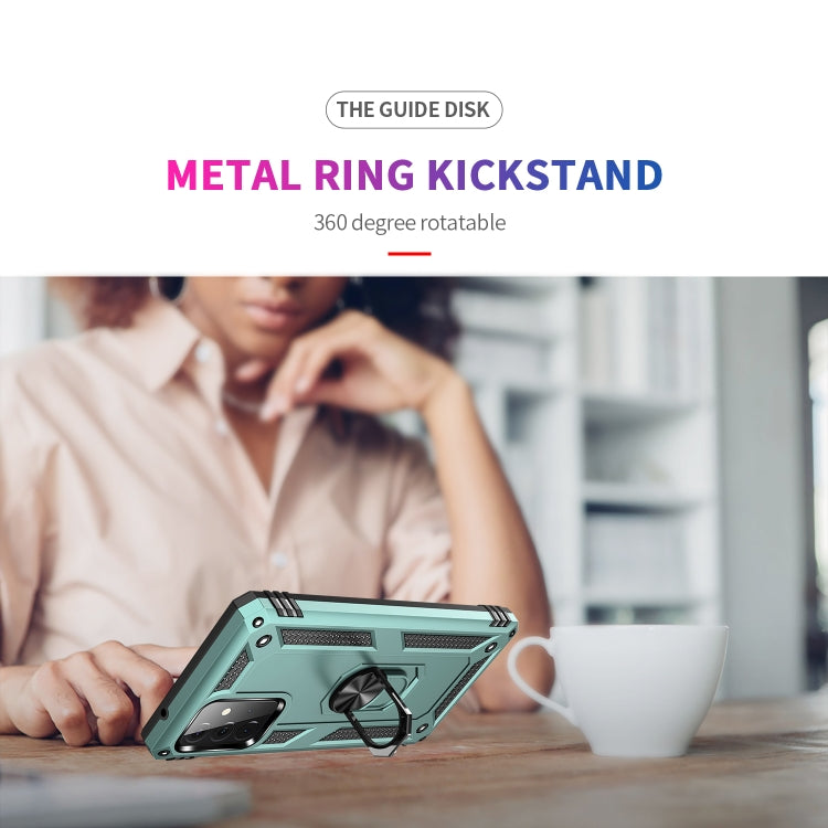 For Samsung Galaxy A72 5G / 4G Shockproof TPU + PC Protective Case with 360 Degree Rotating Holder(Green) by buy2fix