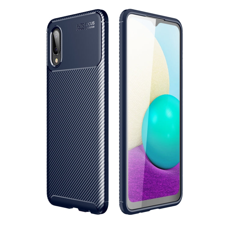 For Samsung Galaxy A02 Carbon Fiber Texture Shockproof TPU Case(Blue) by buy2fix