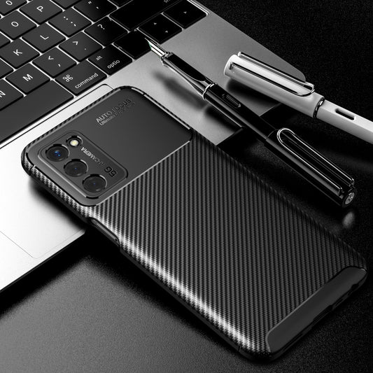 For OPPO A55 5G Carbon Fiber Texture Shockproof TPU Case(Black) by buy2fix