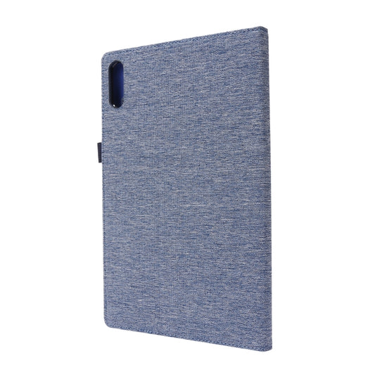 For Lenovo Tab P11 Pro Horizontal Flip TPU + Fabric PU Leather Protective Case with Name Card Clip(Dark Blue) by buy2fix