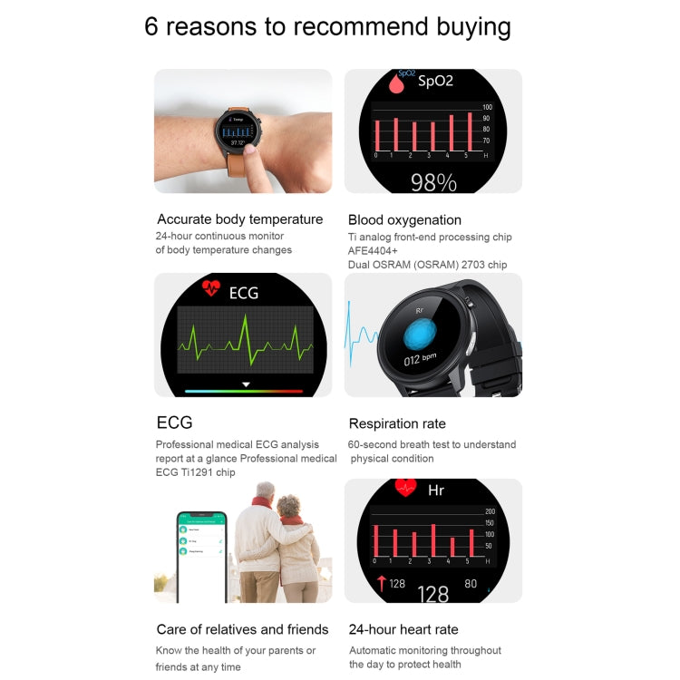 E80 1.3 inch TFT Color Screen IP68 Waterproof Smart Bracelet, Support Blood Oxygen Monitoring / Body Temperature Monitoring / Heart Rate Monitoring, Style:Silicone Strap(Black) - Smart Wear by buy2fix | Online Shopping UK | buy2fix