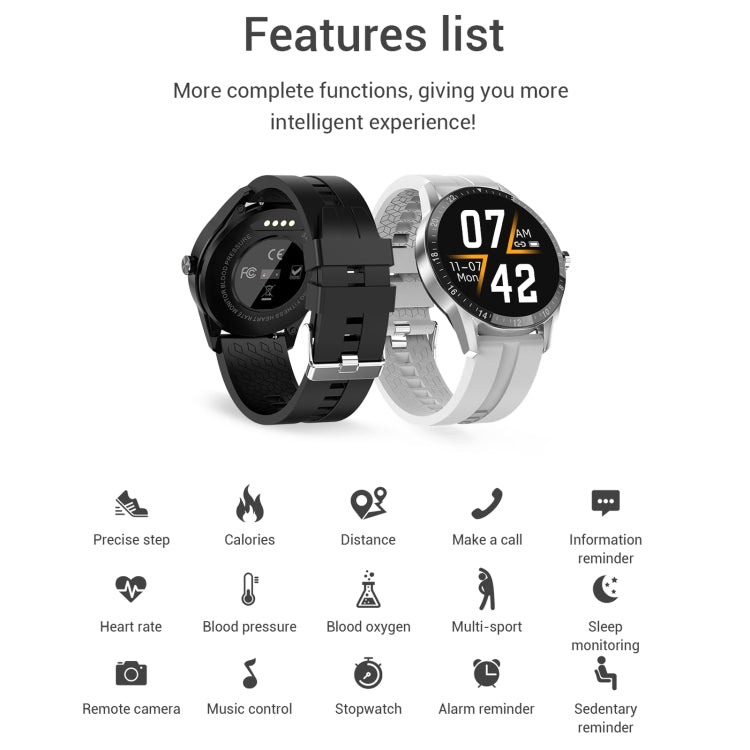 G20 1.3 inch IPS Color Screen IP67 Waterproof Smart Watch, Support Blood Oxygen Monitoring / Sleep Monitoring / Heart Rate Monitoring, Style: Silicone Strap(Black) - Smart Wear by buy2fix | Online Shopping UK | buy2fix