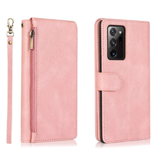 For Samsung Galaxy Note20 Ultra Skin-feel Crazy Horse Texture Zipper Wallet Bag Horizontal Flip Leather Case with Holder & Card Slots & Wallet & Lanyard(Rose Gold) by buy2fix