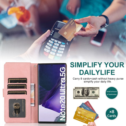 For Samsung Galaxy Note20 Ultra Skin-feel Crazy Horse Texture Zipper Wallet Bag Horizontal Flip Leather Case with Holder & Card Slots & Wallet & Lanyard(Rose Gold) by buy2fix